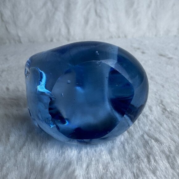 Vintage Art Glass Hand Blown Handcrafted Cobalt Blue & Clear Glass Swan Figurine - Picture 5 of 8